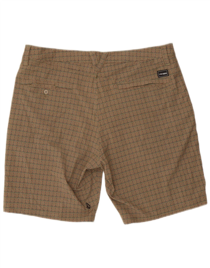 Volcom Mens Chino Shorts W38 XL Beige Houndstooth Polyester