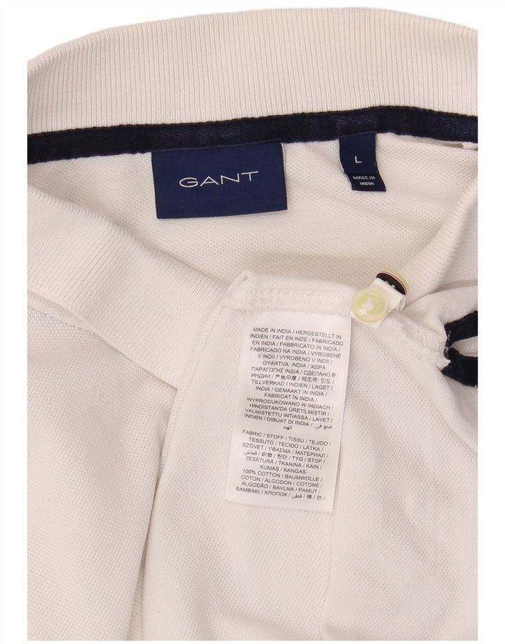 Gant Mens Polo Shirt Large White Cotton