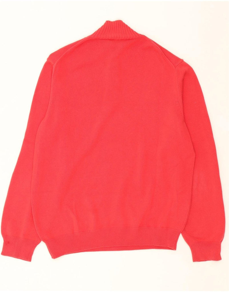 HENRY COTTONS Mens Zip Neck Jumper Sweater XL Red Cotton Vintage Henry Cottons and Second-Hand Henry Cottons from Messina Hembry 