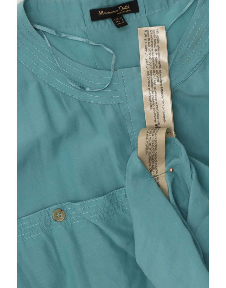 Massimo Dutti Womens Oversized Shirt Blouse EU 40 Medium Turquoise Cotton