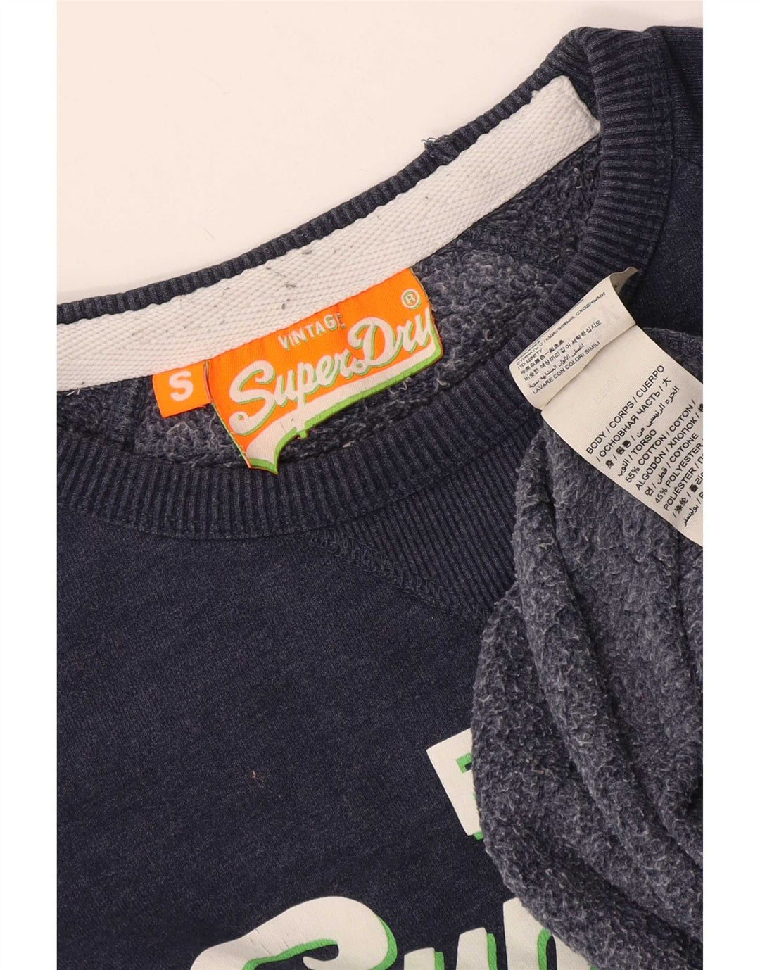 Superdry Mens Graphic Sweatshirt Jumper Small Navy Blue Cotton