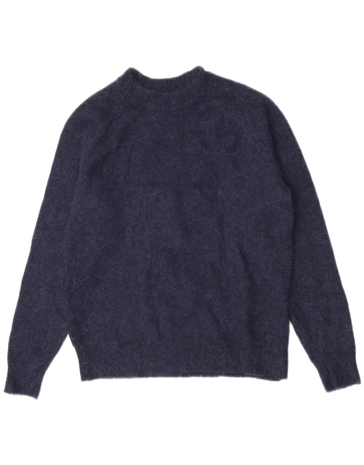 Zara Womens Crew Neck Jumper Sweater UK 10 Small Navy Blue Polyamide