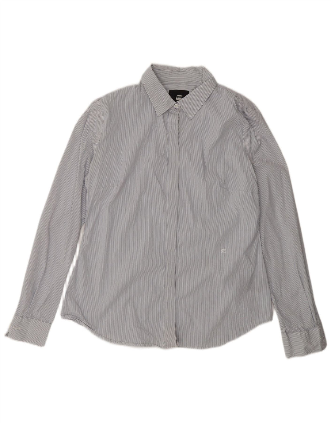 G-Star Womens Shirt UK 14 Medium Blue Pinstripe Cotton