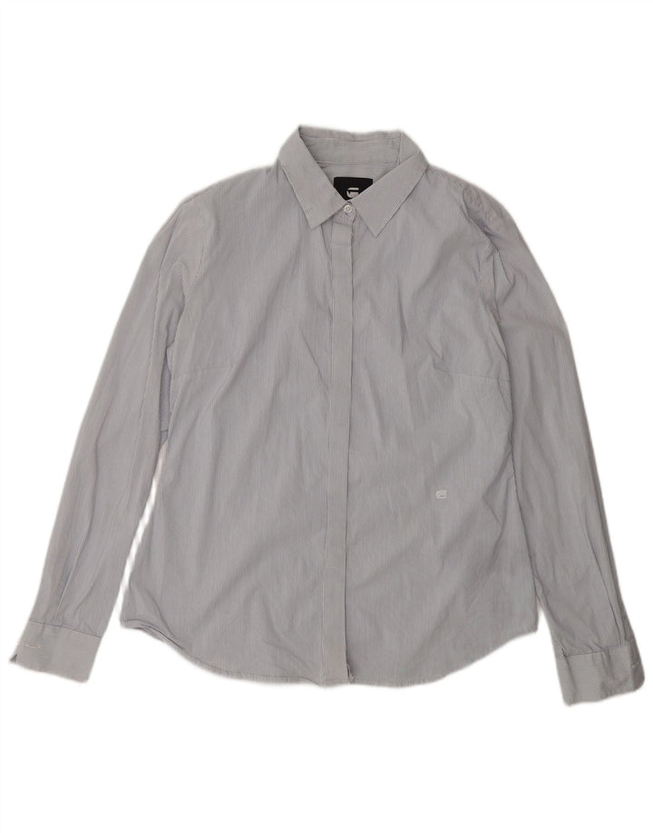 G-Star Womens Shirt UK 14 Medium Blue Pinstripe Cotton