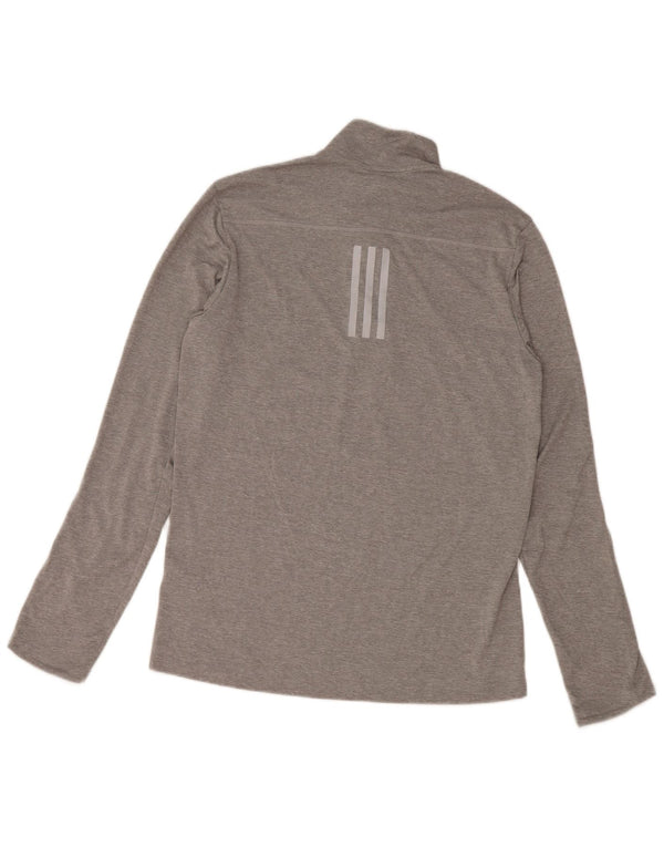 Adidas Mens Aeroready Zip Neck Top Long Sleeve Small Grey Polyester