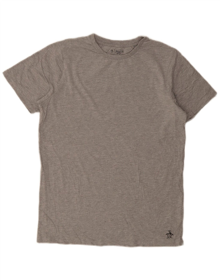 Penguin Mens T-Shirt Top Large Grey Flecked Cotton