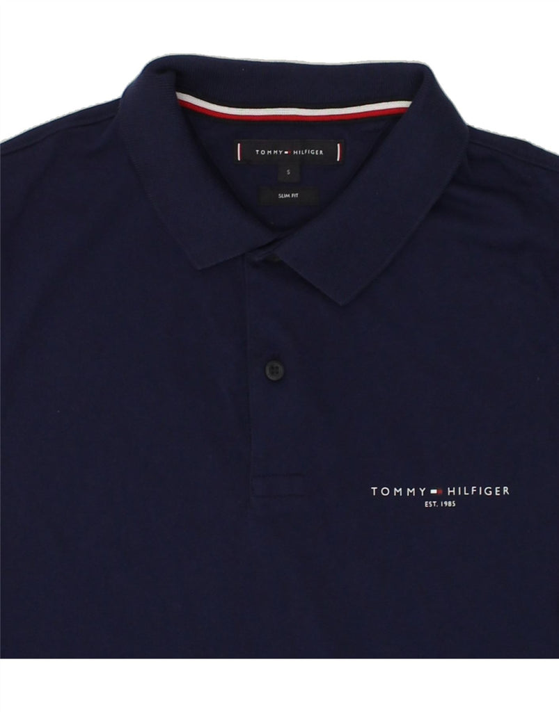 TOMMY HILFIGER Mens Slim Fit Polo Shirt Small Navy Blue Cotton | Vintage Tommy Hilfiger | Thrift | Second-Hand Tommy Hilfiger | Used Clothing | Messina Hembry 