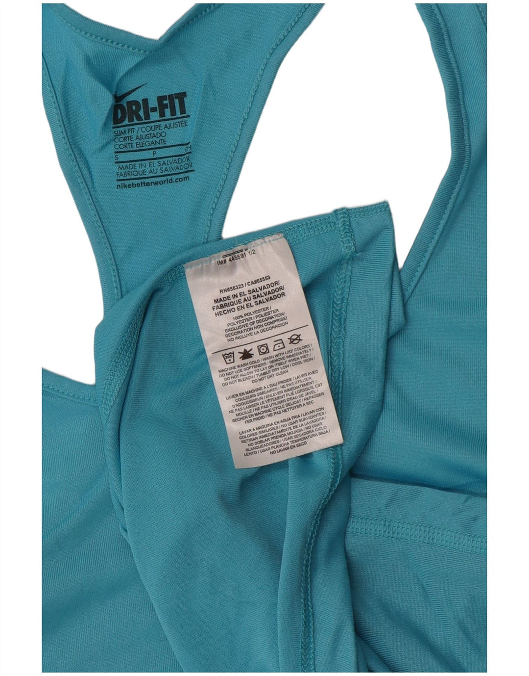 NIKE Womens Dri Fit Slim Fit Vest Top UK 8 Small Blue Polyester