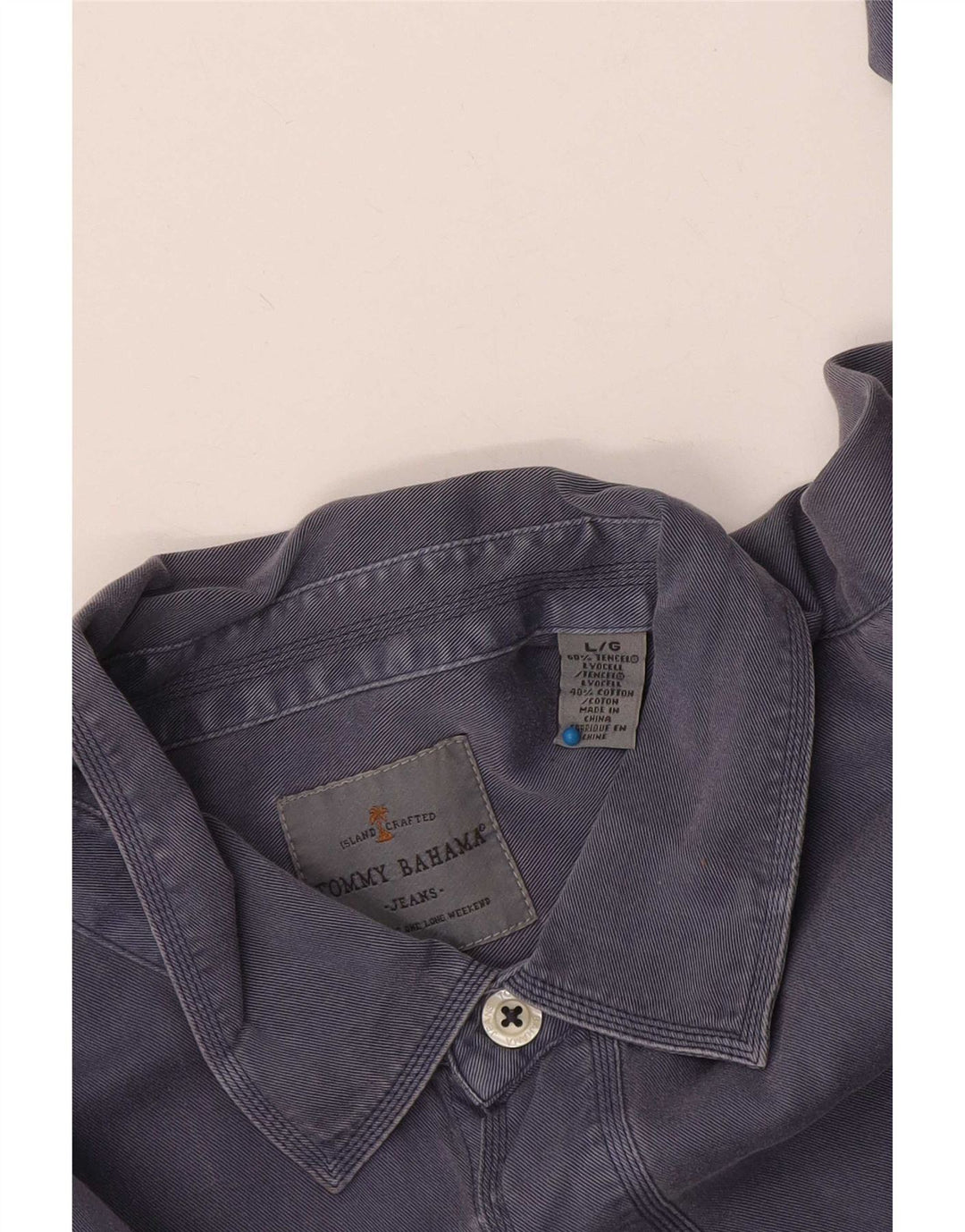 Tommy Bahama Mens Shirt Large Navy Blue Cotton