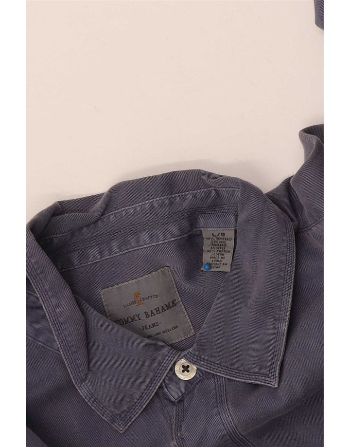 Tommy Bahama Mens Shirt Large Navy Blue Cotton