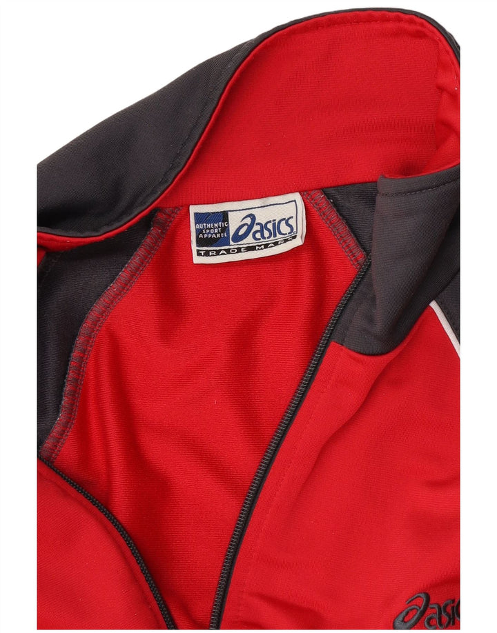 Asics Mens Tracksuit Top Jacket Large Red Colourblock