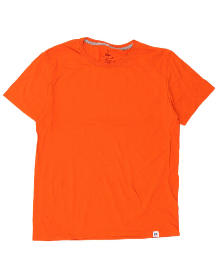 Russell Athletic Mens T-Shirt Top Medium Orange Cotton