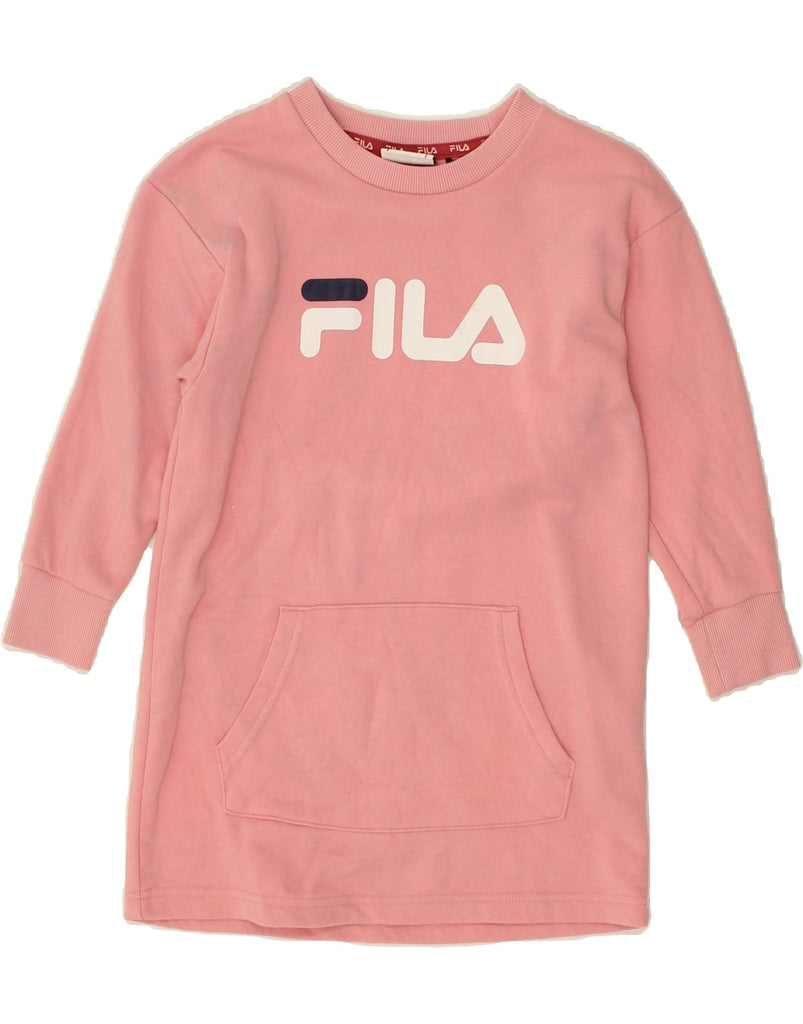 FILA Girls Graphic Sweatshirt Jumper Dress 5-6 Years Pink Cotton | Vintage Fila | Thrift | Second-Hand Fila | Used Clothing | Messina Hembry 