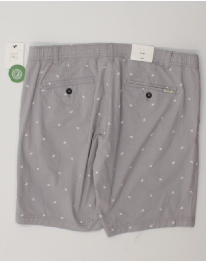 C & A Mens Abstract Pattern Slim Chino Shorts W38 XL Grey Cotton