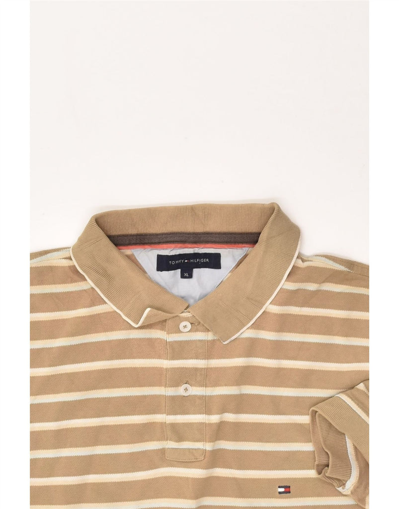 TOMMY HILFIGER Mens Polo Shirt XL Brown Striped Cotton | Vintage Tommy Hilfiger | Thrift | Second-Hand Tommy Hilfiger | Used Clothing | Messina Hembry 