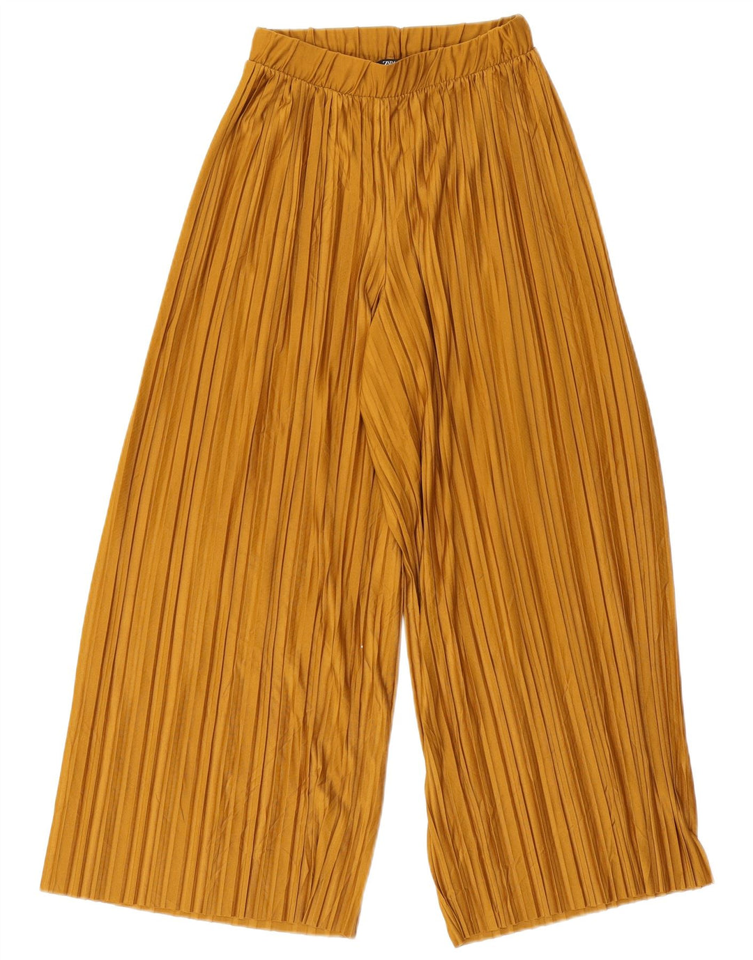 Zara Womens Wide Leg Cropped Trousers Small W26 L23 Beige Polyester