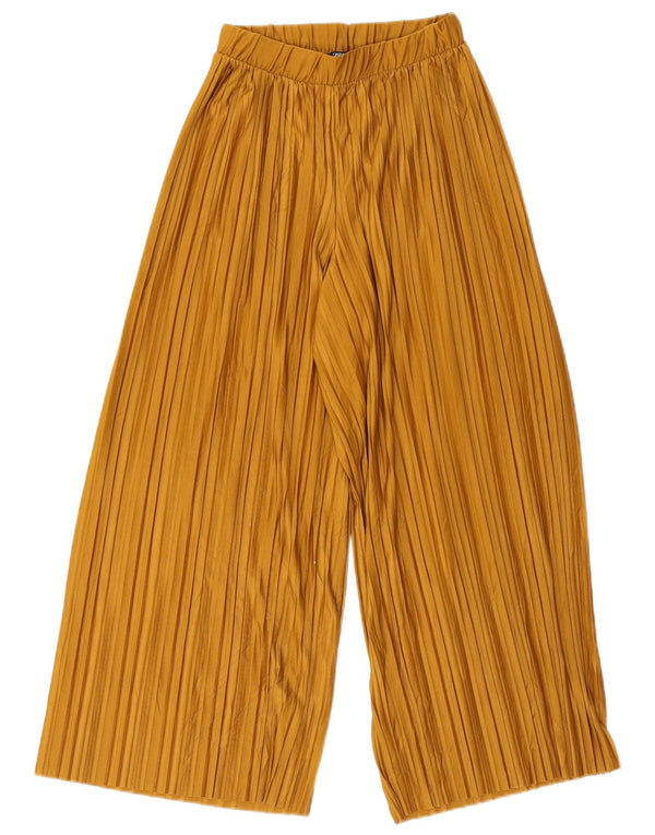 Zara Womens Wide Leg Cropped Trousers Small W26 L23 Beige Polyester