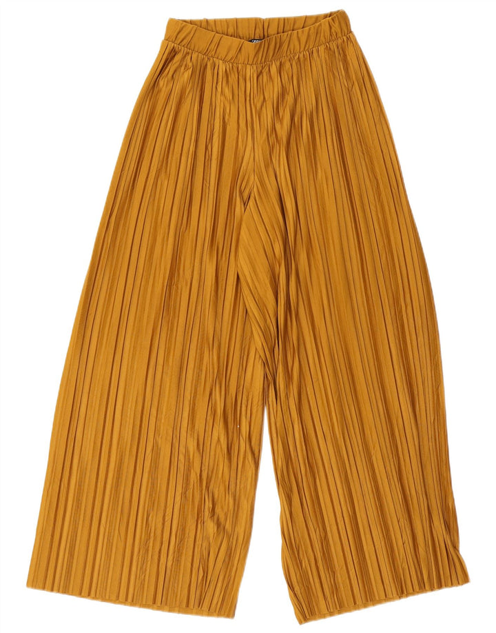 Zara Womens Wide Leg Cropped Trousers Small W26 L23 Beige Polyester