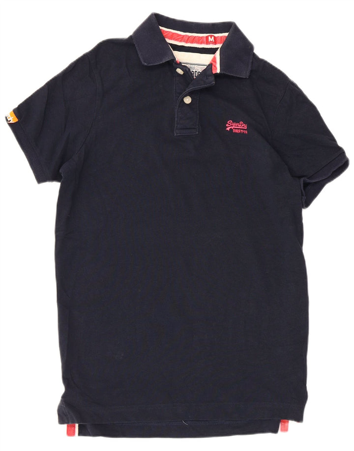 Superdry Mens Polo Shirt Medium Navy Blue Cotton