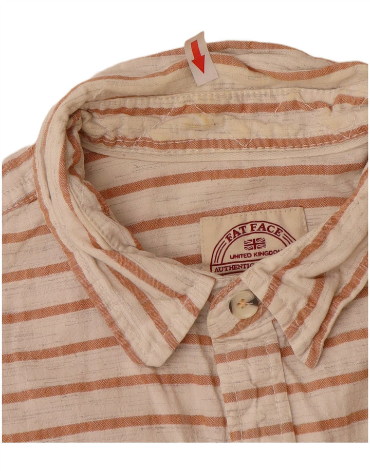 Fat Face Mens Short Sleeve Shirt Large White Striped Cotton
