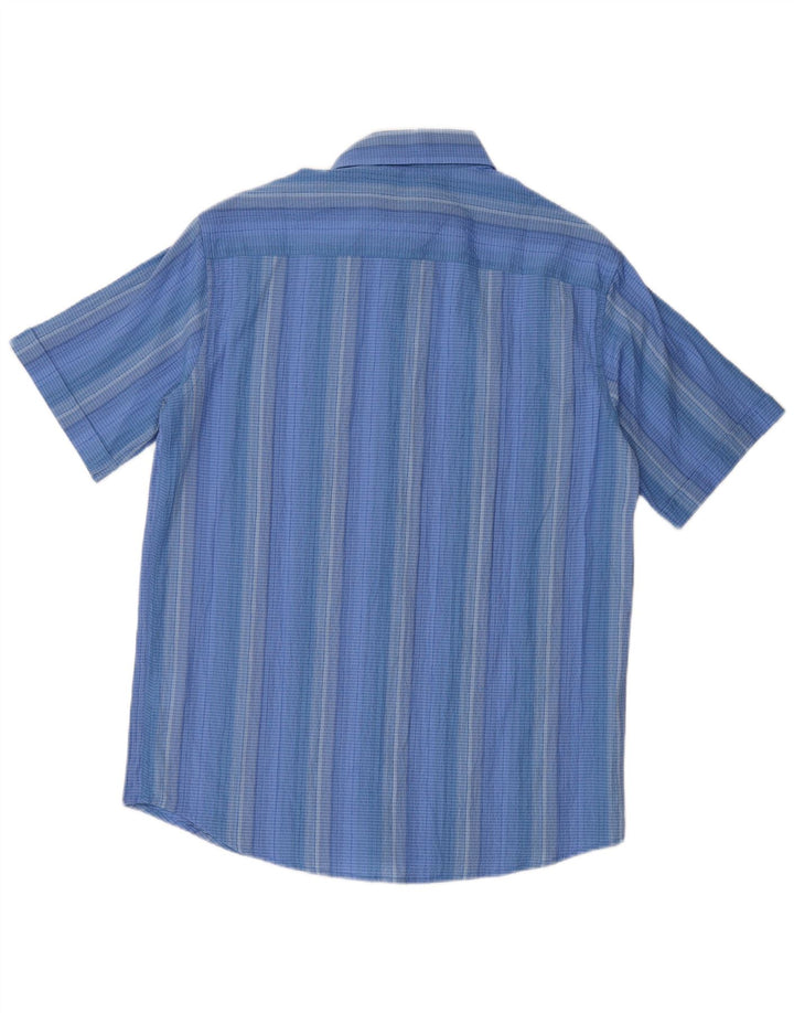 Angelo Litrico Mens Short Sleeve Shirt Size 39/40 Medium Blue Striped
