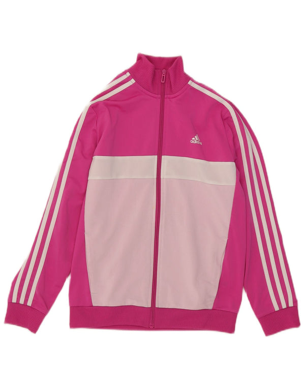 Adidas Girls Tracksuit Top Jacket 11-12 Years Pink Colourblock
