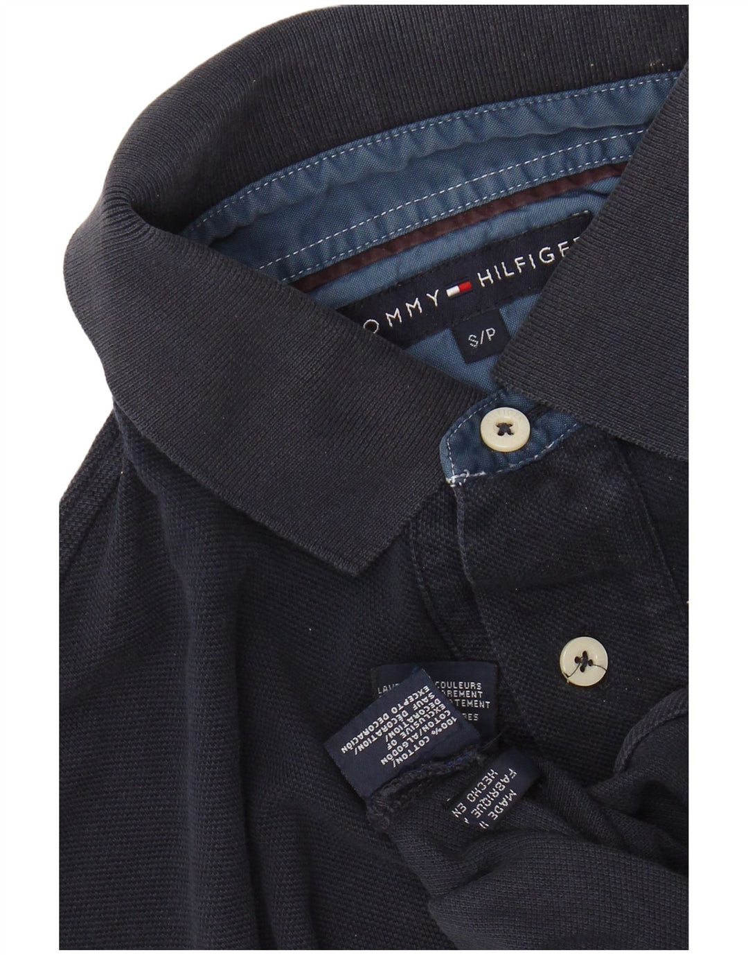 TOMMY HILFIGER Mens Polo Shirt Small Navy Blue Cotton