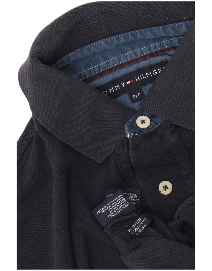 TOMMY HILFIGER Mens Polo Shirt Small Navy Blue Cotton