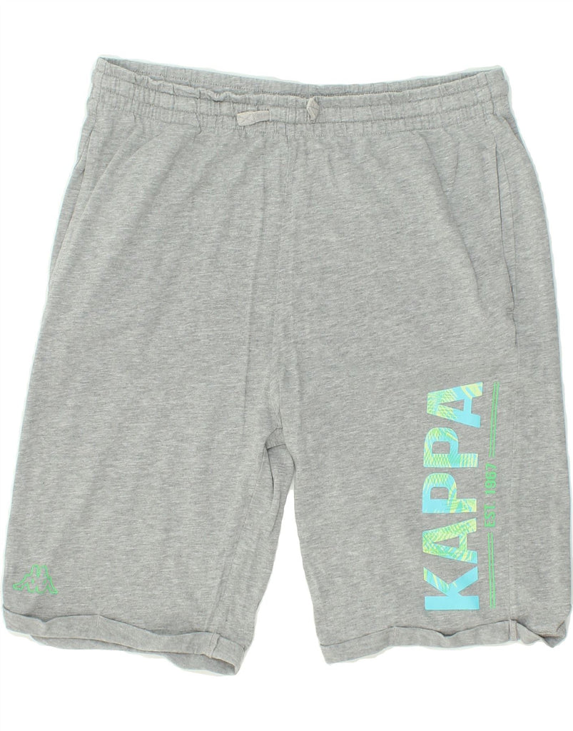 KAPPA Mens Graphic Sport Shorts 2XL Grey Flecked Cotton Vintage Kappa and Second-Hand Kappa from Messina Hembry 