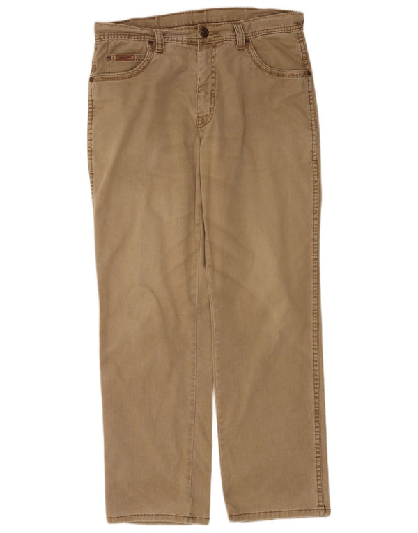 Wrangler Mens Texas Stretch Straight Casual Trousers W33 L30 Beige Cotton
