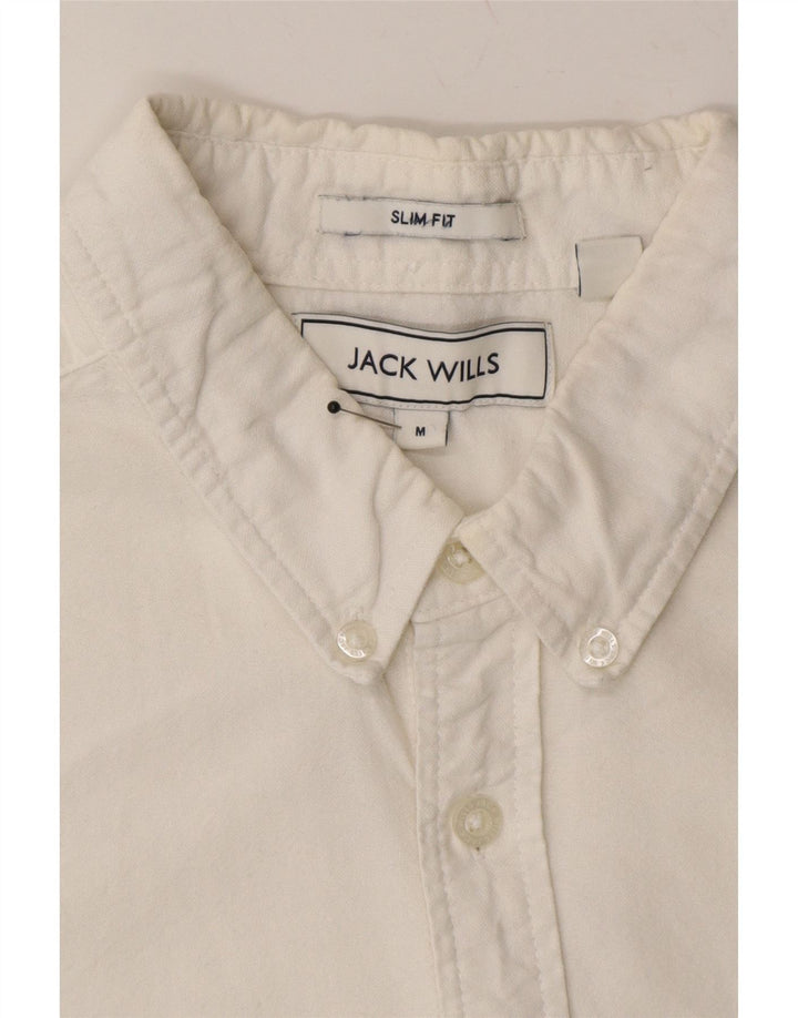 JACK WILLS Mens Slim Fit Shirt Large Off White Cotton Vintage Jack Wills and Second-Hand Jack Wills from Messina Hembry 