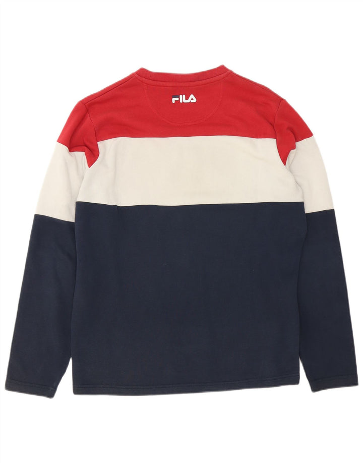 Fila Mens Graphic Sweatshirt Jumper Small Multicoloured Colourblock Cotton