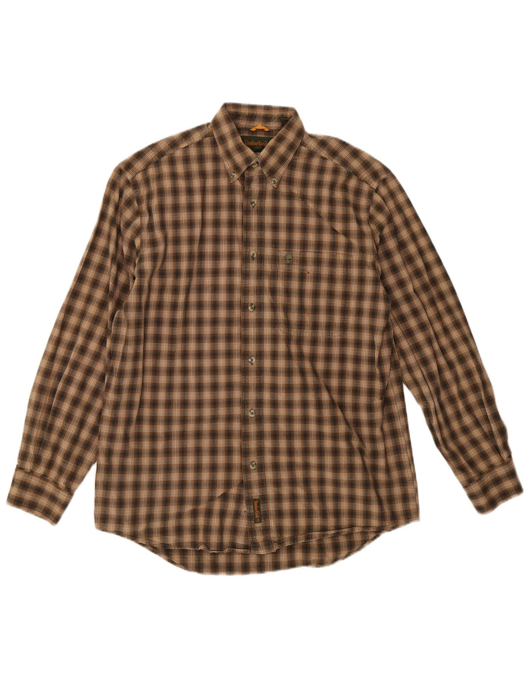 Timberland Mens Flannel Shirt Small Brown Check Cotton