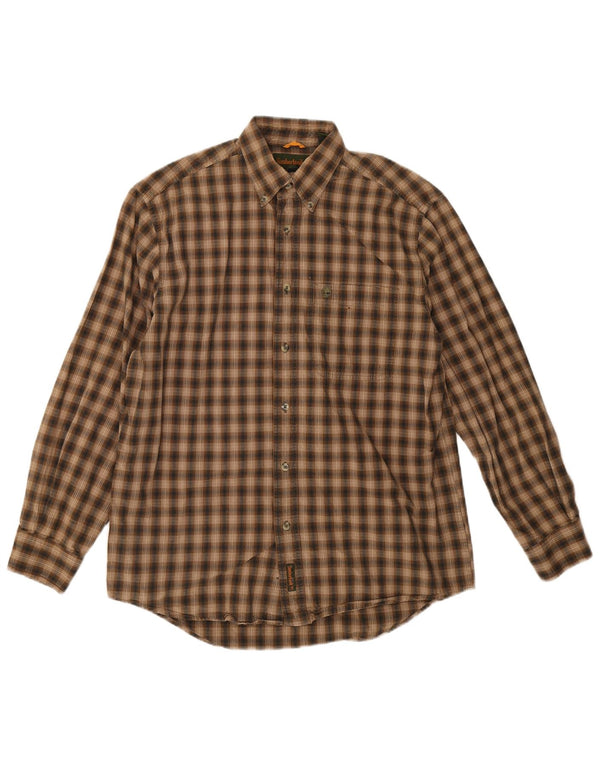 Timberland Mens Flannel Shirt Small Brown Check Cotton