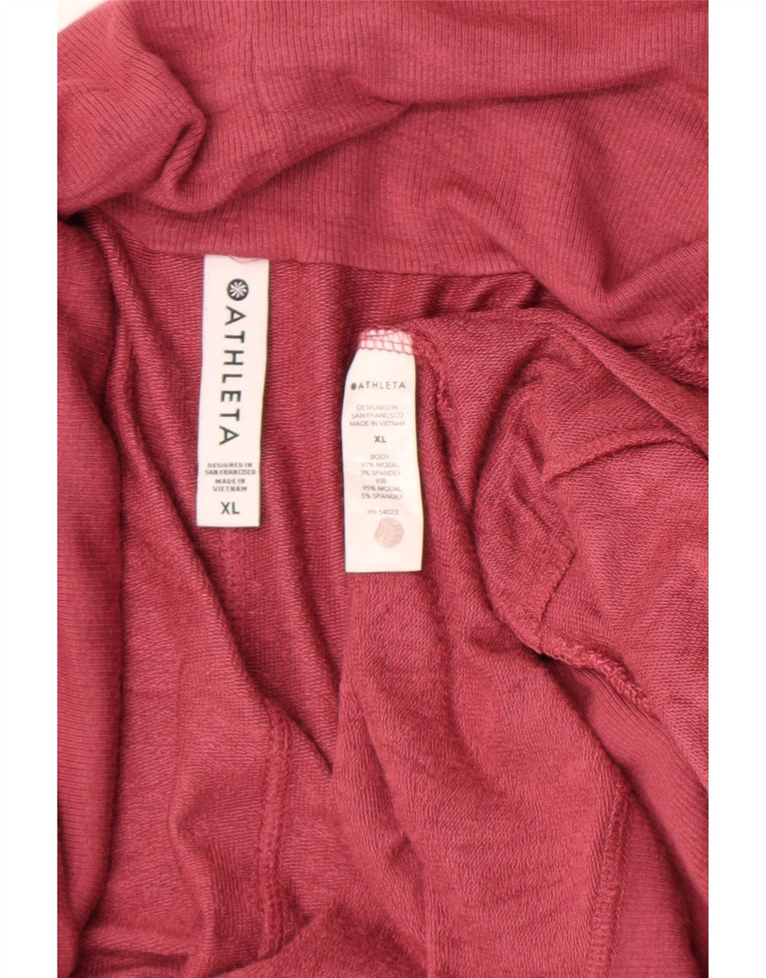 Athleta Womens Longline Open Cardigan Sweater UK 18 XL Red Modal