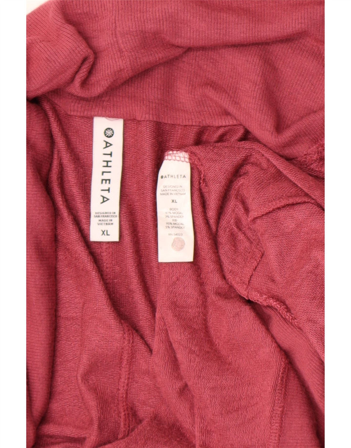 Athleta Womens Longline Open Cardigan Sweater UK 18 XL Red Modal