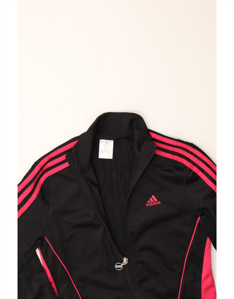 ADIDAS Womens Loose Fit Tracksuit Top Jacket UK 4/6 XS Black Colourblock Vintage Adidas and Second-Hand Adidas from Messina Hembry 