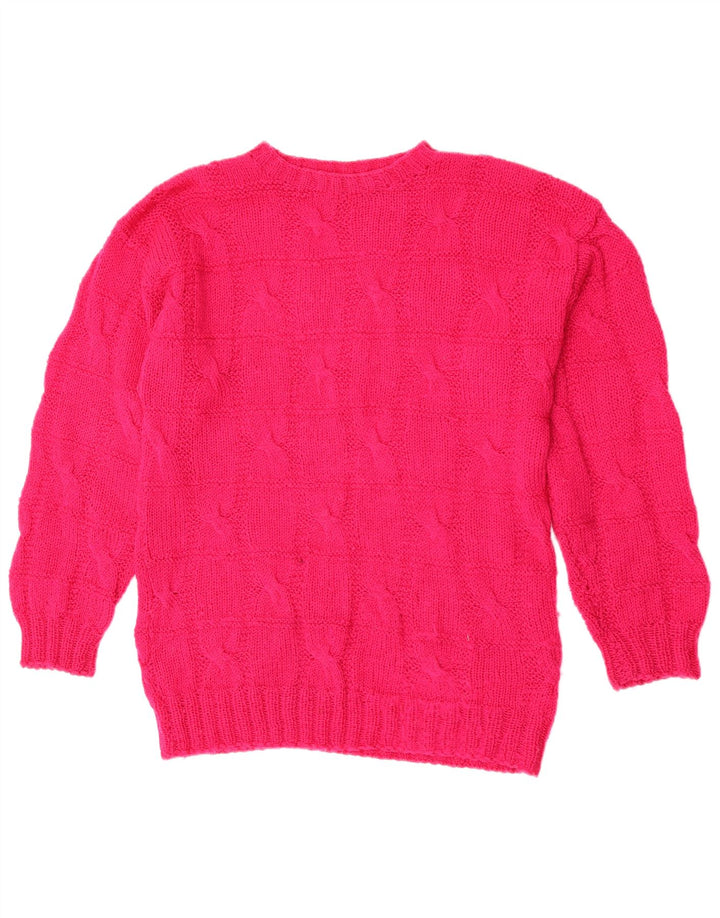 Vintage Womens Crew Neck Jumper Sweater UK 16 Large Pink