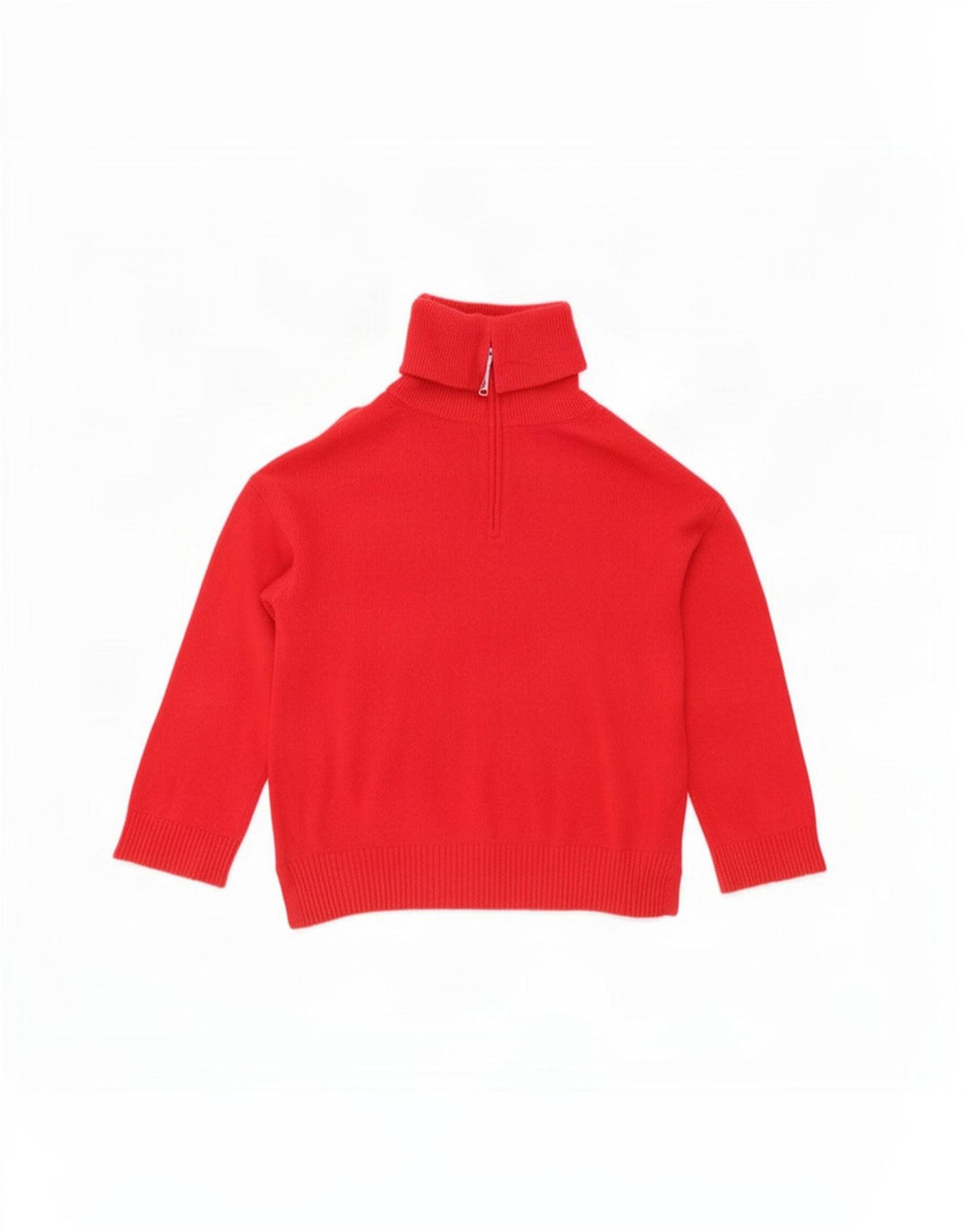 Massimo Dutti Womens Zip Neck Jumper Sweater UK 16 Large Red Wool