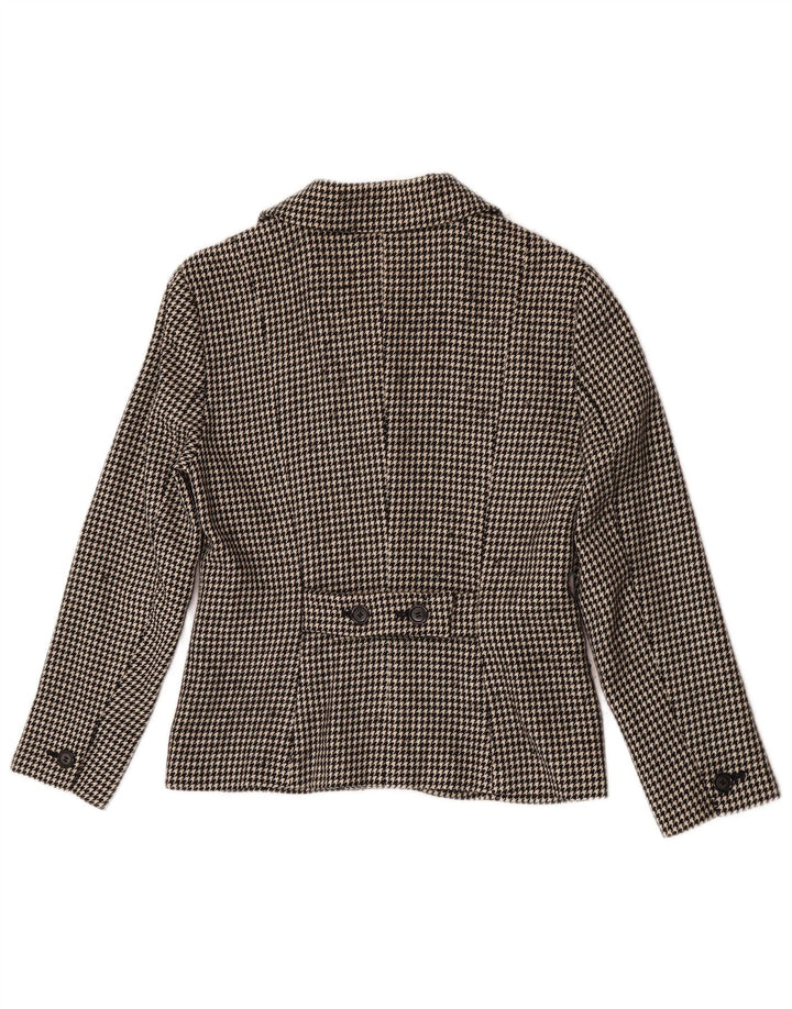 Griffe Womens 4 Button Blazer Jacket UK 10 Small Black Houndstooth