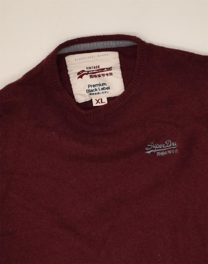 SUPERDRY Womens Crew Neck Jumper Sweater UK 18 XL Burgundy Lambswool | Vintage Superdry | Thrift | Second-Hand Superdry | Used Clothing | Messina Hembry 