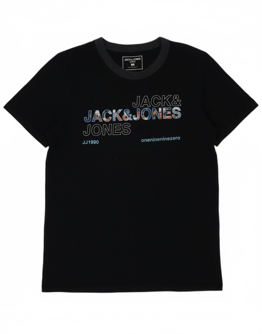 JACK & JONES Mens Core Graphic T-Shirt Top Medium Navy Blue Cotton