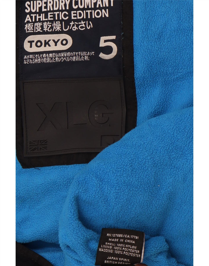 SUPERDRY Mens Hooded Padded Gilet UK 42 XL Black Nylon