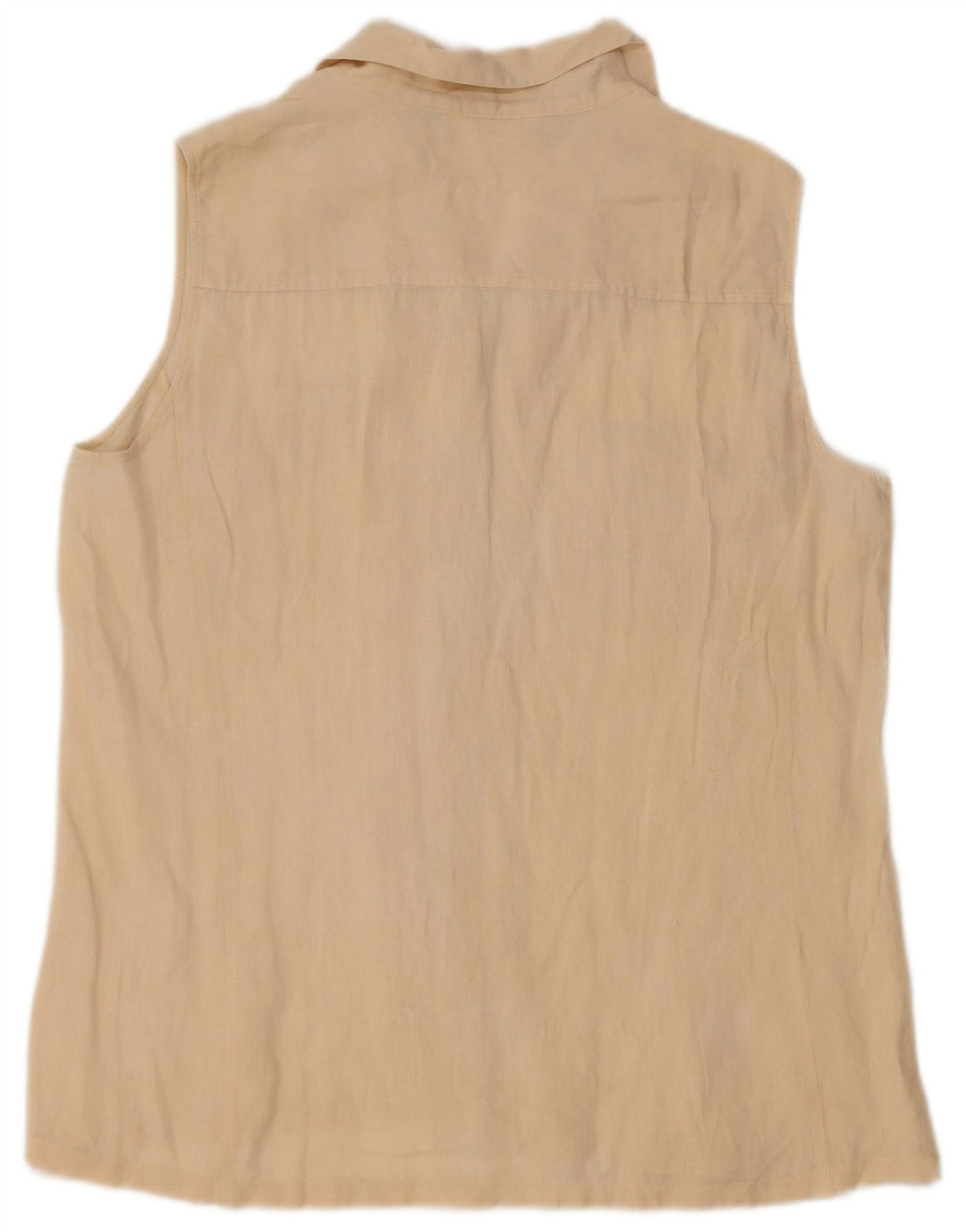Max Mara Womens Weekend Sleeveless Shirt Blouse UK 16 Large Beige Linen
