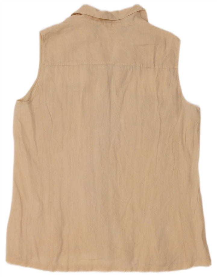 Max Mara Womens Weekend Sleeveless Shirt Blouse UK 16 Large Beige Linen