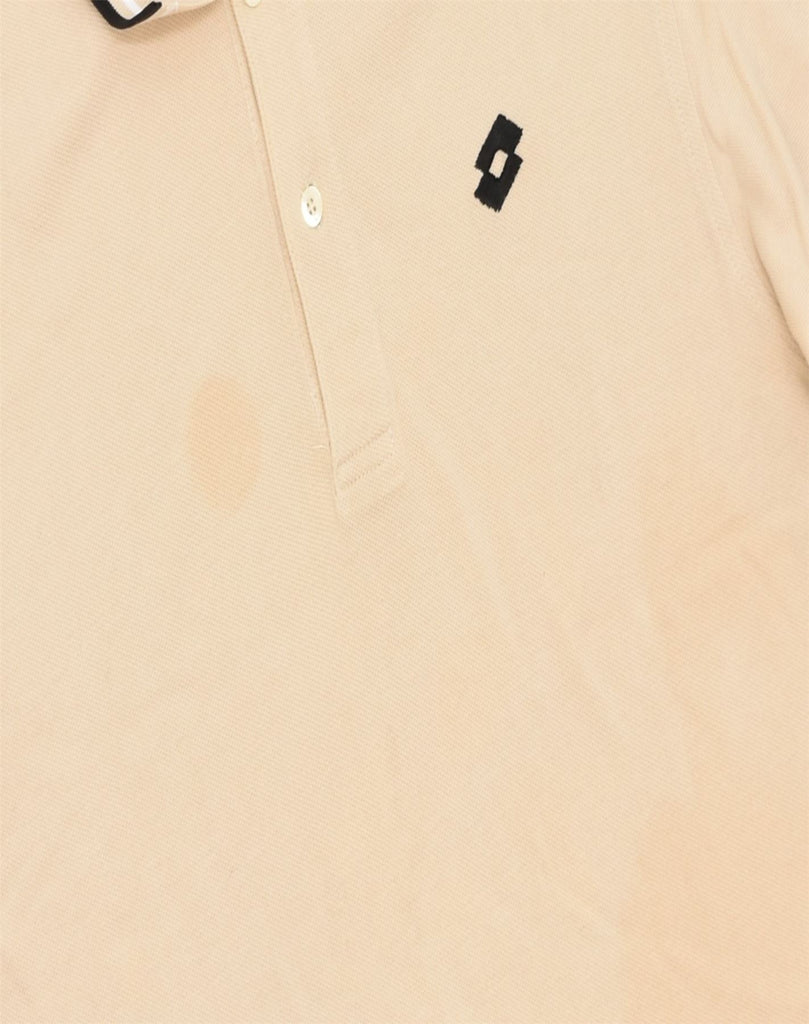 LOTTO Mens Polo Shirt Large Beige Cotton | Vintage | Thrift | Second-Hand | Used Clothing | Messina Hembry 