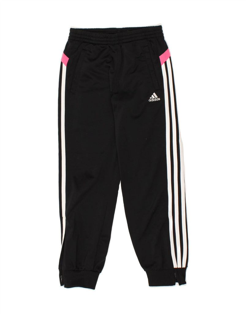 ADIDAS Girls Tracksuit Trousers Joggers 7-8 Years Black Polyester | Vintage Adidas | Thrift | Second-Hand Adidas | Used Clothing | Messina Hembry 