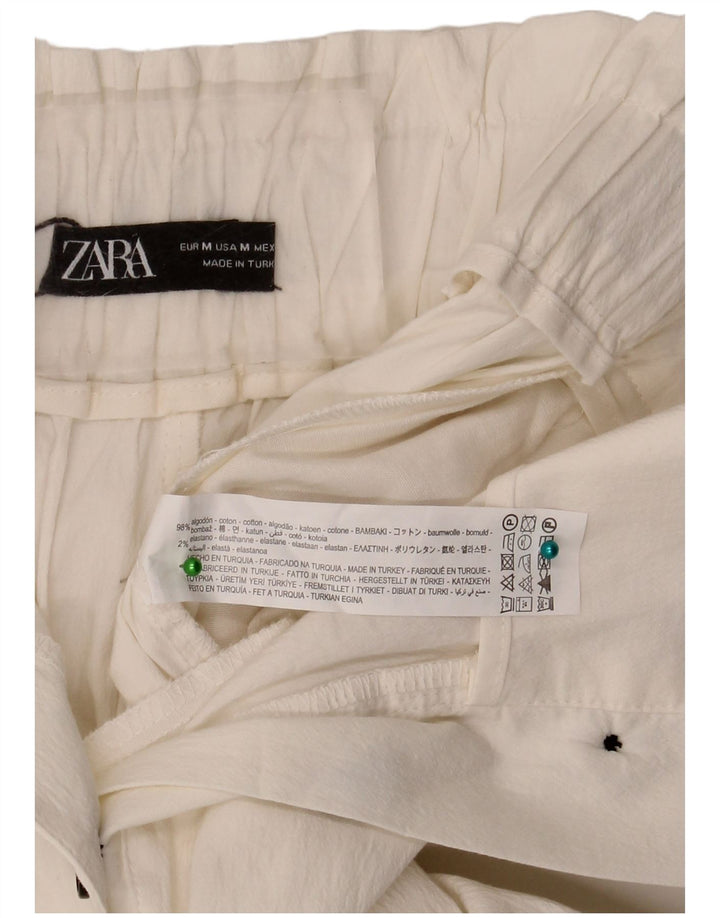 Zara Womens High Waist Shorts Medium W28  White Cotton