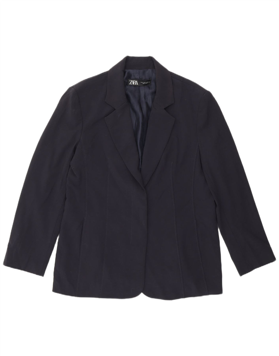 Zara Womens Blazer Jacket UK 18 XL Navy Blue Polyester