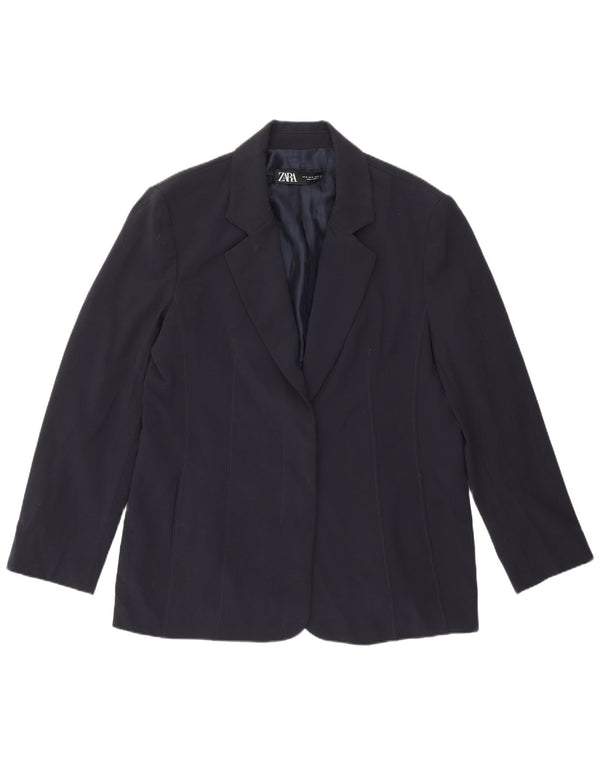 Zara Womens Blazer Jacket UK 18 XL Navy Blue Polyester